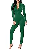 TOB Women's Soft Long Sleeves Zip Up One Piece