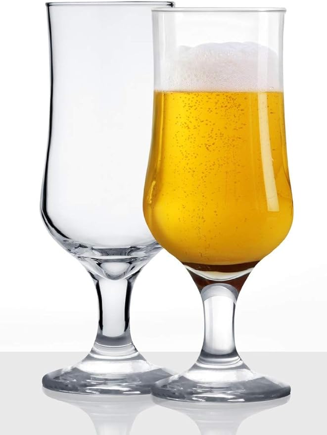 GLASSCO Beer Glasses, Bloom Stem, Set Of 24 Beer Glasses