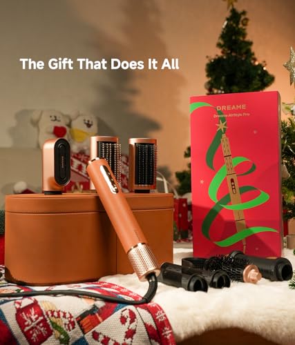 DREAME AirStyle Pro 7-in-1 Hair Styler & High Speed Dryer | Snap-on Attachments for Curling, Smoothing, Volumizing | Fast Drying, Frizz Control, Cool Shot | Luxury Leather Package, 120V Voltage