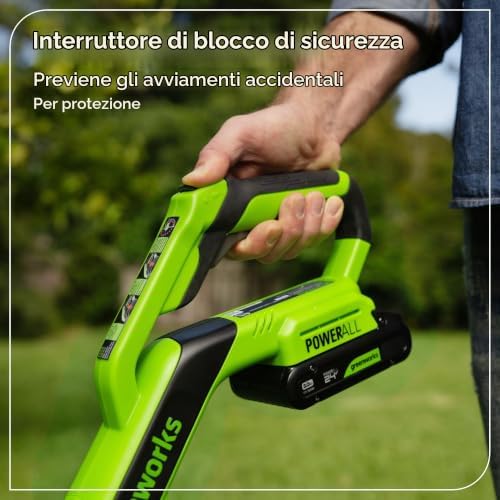 24V Tagliaseta Brushless Gen2 2-in-1 per giardini piccoli e medi, larghezza di taglio di 30 cm, include 10 lame di plastica senza batteria e caricabatterie, Verde ST3002