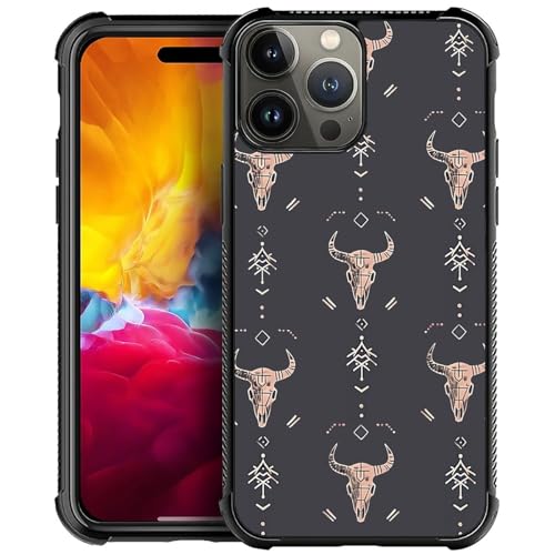 FKBRCL4U for iPhone 15 Pro Case,Graphic Design for Girl Boy Soft Silicone Hard Acrylic Shock Protection Designed for iPhone 15 Pro Western Boho Country Southern Pattern