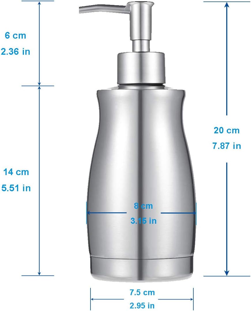 GLUBEE Soap Dispenser - Unique Curved Stainless Steel Bottle, Rust-Proof Bathroom Soap Dispenser, Suitable for Kitchen Hand Soap Dispenser(13.5 Ounce / 400ML): Home & Kitchen
