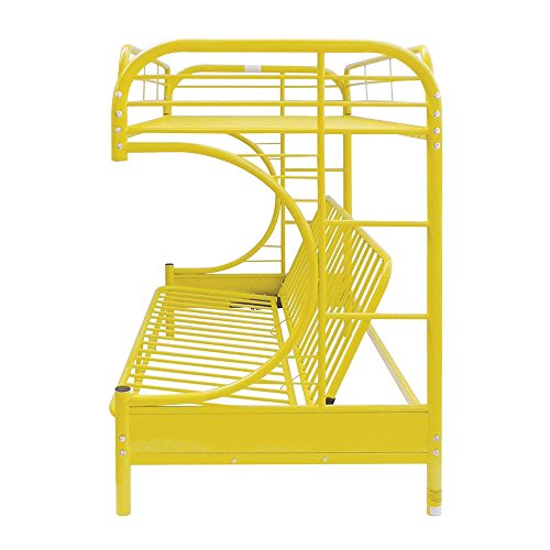 Major-Q 7002091yl Yellow Modern Metal Tube Supported Twin Futon Bunk Bed with Built-in Ladders & Full Length Guard Rails - Thumbnail 6