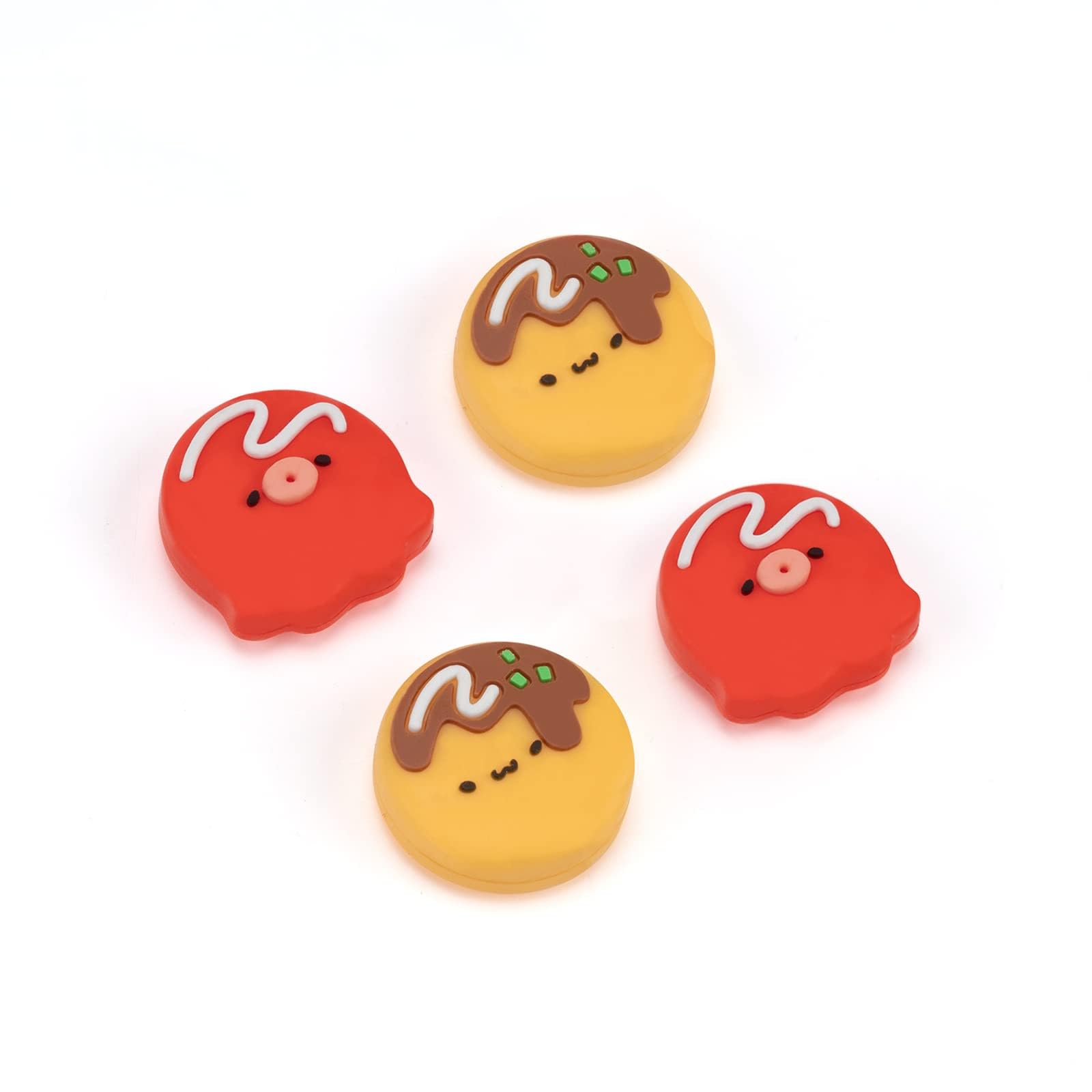 GeekShare Cute Thumb Grip Caps Compatible with Switch / OLED / Switch Lite ,Soft Silicone Joystick Rocker Cover,4PCS- Takoyaki