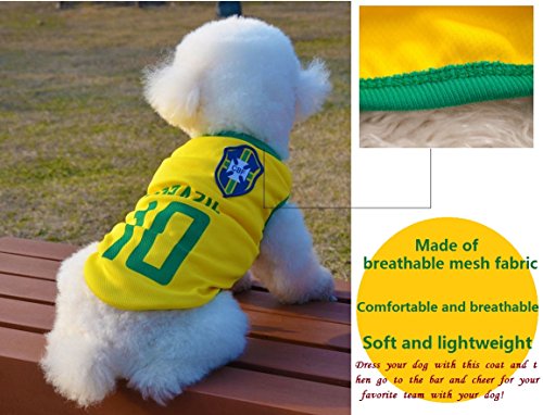 Dog Clothes Football T-shirt Dogs Costume National Soccer World Cup FIFA Jersey for Pet Brazil - Thumbnail 3