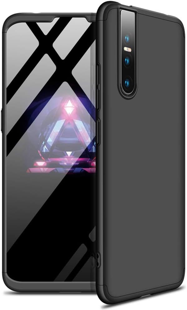 Vivo V15 Pro Case, CHIHENG Three-Parts Structure Design Full Protection Metallic Luster Hard Plastic Combination Shockproof Case for Vivo V15 Pro 6.39" Black