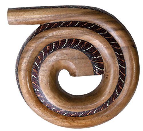 Terre Didgeridoo Spiral Big Suar, 14" Diameter, Painted, Brown, White, Orange