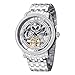 Stührling Original Mens Automatic Watch, Skeleton Watch Analog Dial, Silver Accents, Dual Time, AM/PM Sun Moon, Stainless Steel Bracelet, 3922 Watches for Men Collection