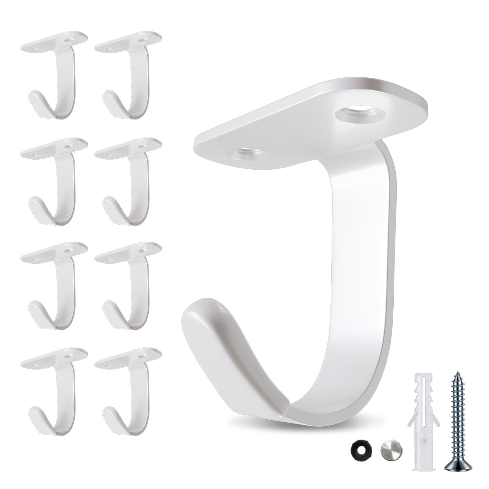 Photo 1 of Wall Hooks for Hanging,Stainless Steel Under-Shelf Coat Hooks,Wall Mounted Ceiling Coat Hook Hardware Heavy Duty,Utility Hook (White-Side-Top-10pc)