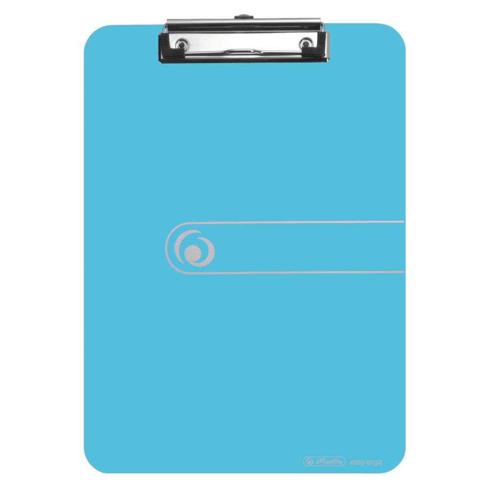 Herlitz 10842409 Clipboard A4 Kraft Paper Cover with Clip Mechanism and Hanging Hole, FSC Mix. Assorted Colours. Light Blue