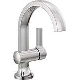 Delta Albion Chrome Bathroom Faucet 1 Hole, Single Hole Bathroom Sink Faucet for Vanity, Metal Push-Pop Drain Assembly, Chrome 15855LF