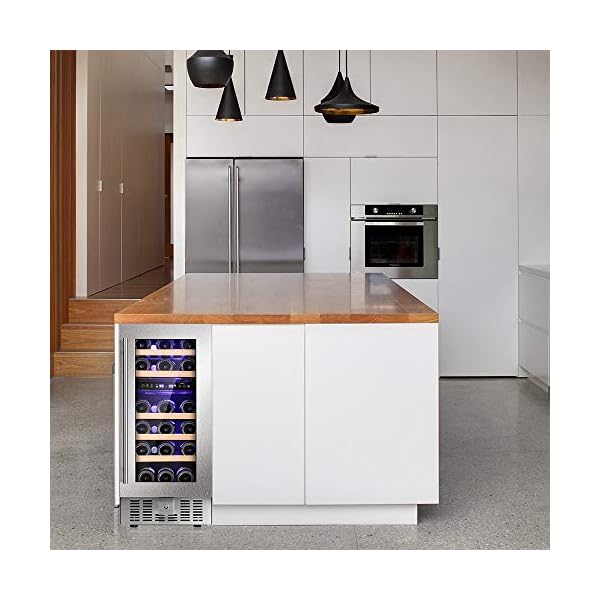 Joy-Pebble-Wine-Cooler-28-Bottle-Dual-Zone-Built-in-Wine-Cellar-with-Stainless-Steel-Double-Layer-Tempered-Glass-Door-and-Temperature-Memory-Function