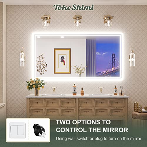 TokeShimi 60 x 28 Inch LED Bathroom Mirror Lighted Vanity Mirror Large