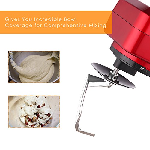 Stand Mixer, 600W Tilt-Head Kitchen Electric Food Mixer with 6-Speed Control, 5-Quart Stainless Steel Bowl, Dough Hook, Whisk, Beater, Splash Guard (red)