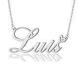 AOLO Luis Heart Name Necklace Silver Stainless