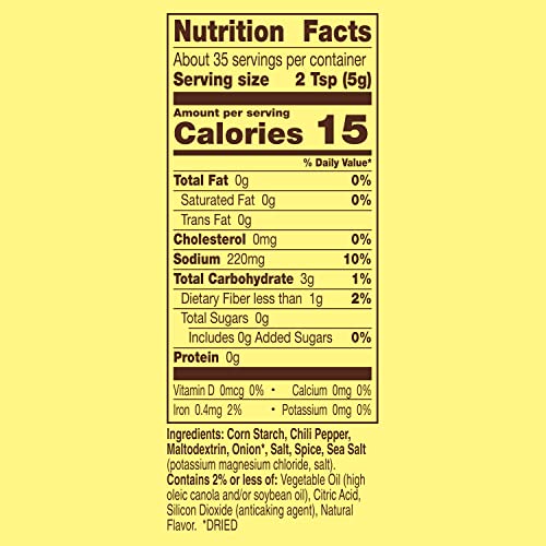 OLD EL PASO TACO SEASONING, 25% LESS SODIUM, LARGE SIZE, 6.25 OZ.