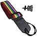 Neweights Cotton Rainbow Color Ukulele Strap with Leather End and Uke Strap Button and eBook - Length: 49in