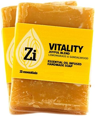 Vitality Joyful Blend (Lemongrass & Sandalwood) Hand Made Soap. 2.5oz Block - Zi Essentials (2 Count)…