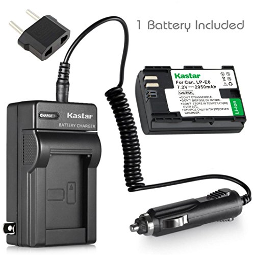 Kastar Battery (1-Pack) and Charger for Canon LP-E6, LC-E6 and EOS 60D, EOS 70D, EOS 80D, EOS 5D II, EOS 5D III, EOS 5DS, EOS 5DS R, EOS 6D, EOS 7D, BG-E14, BG-E13, BG-E11, BG-E9, BG-E7, BG-E6 Grip