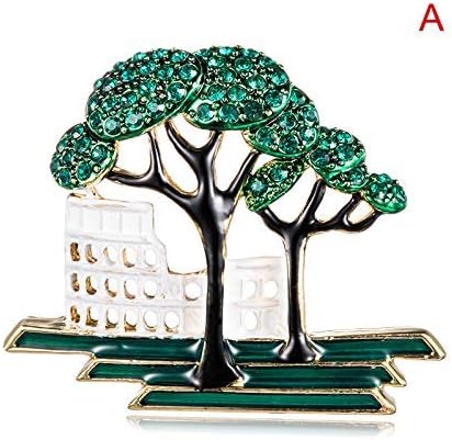 Mkiki Brooch Pins Green Plant Brooch Pin Women Girls Accessories Zinc Alloy Shawl Scarf Buckle (A)