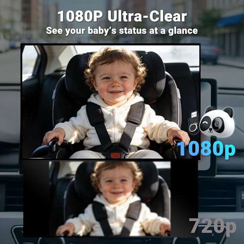 MINIX CA520 Wireless CarPlay Baby Car Camera for iPhone, 1080P HD Rear Seat Baby Monitor with Night Vision, 150° Wide View, Low Latency, Plug & Play for Factory Wired CarPlay Vehicles
