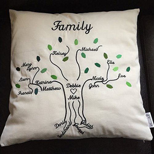Amazon Com Family Tree Pillow Cover Custom Embroidered