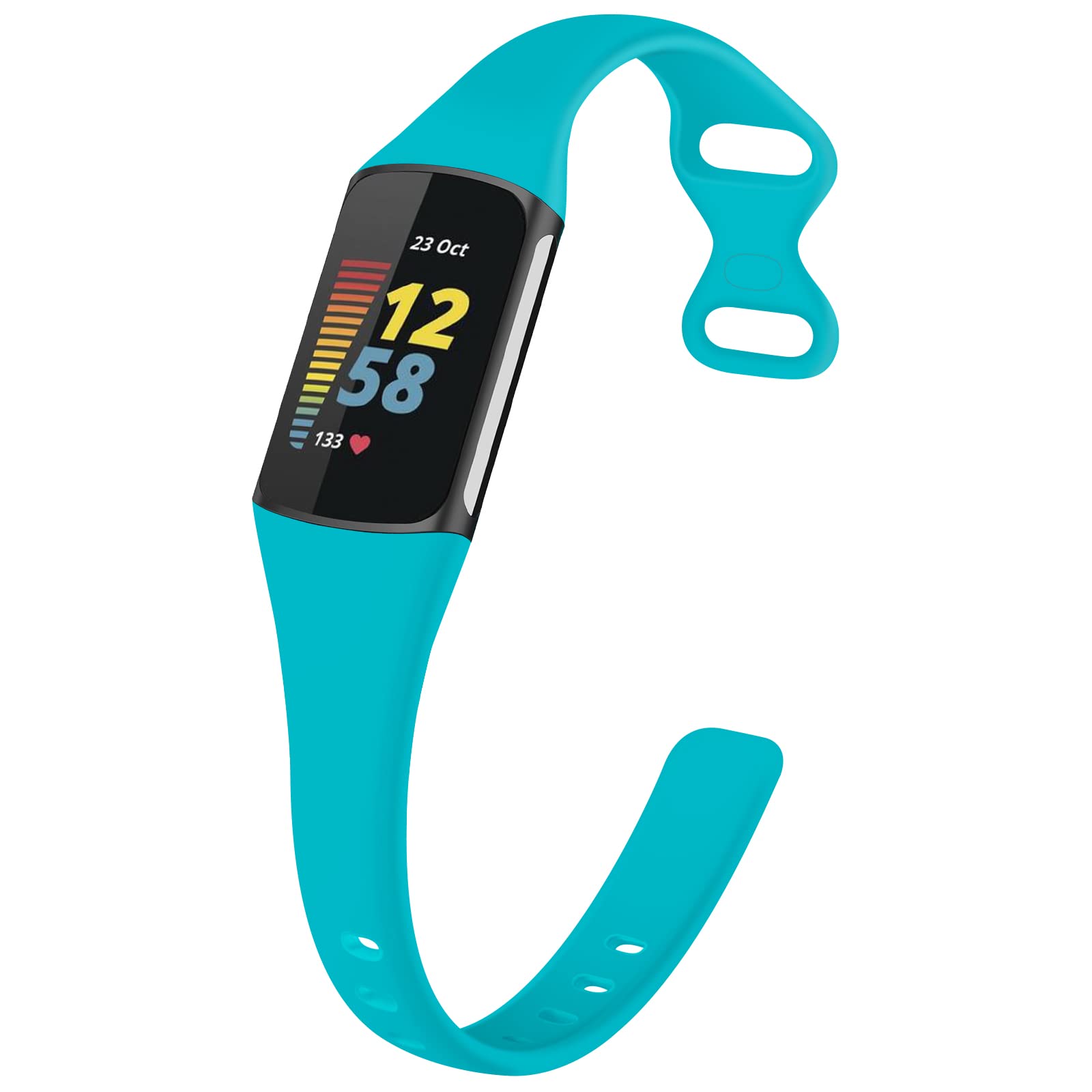 TopPerfekt Slim Straps Compatible with Fitbit Charge 5 Strap Women Men, Adjustable Soft Silicone Sport Replacement Watch Band Straps Wristbands Bracelet for Charge 5 Activity Tracker (Teal)