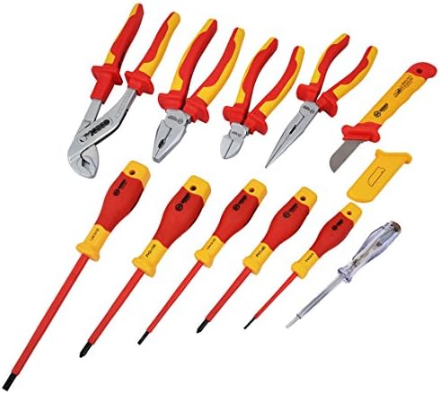 uxcell BOOHER Authorized 1000V VDE Insulated Screwdriver Pliers Tool Set Red 11pcs