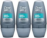 Dove Men+Care Antiperspirant Deodorant Roll-On, Aqua Impact, 1.7 Oz / 50 Ml (Pack of 3)