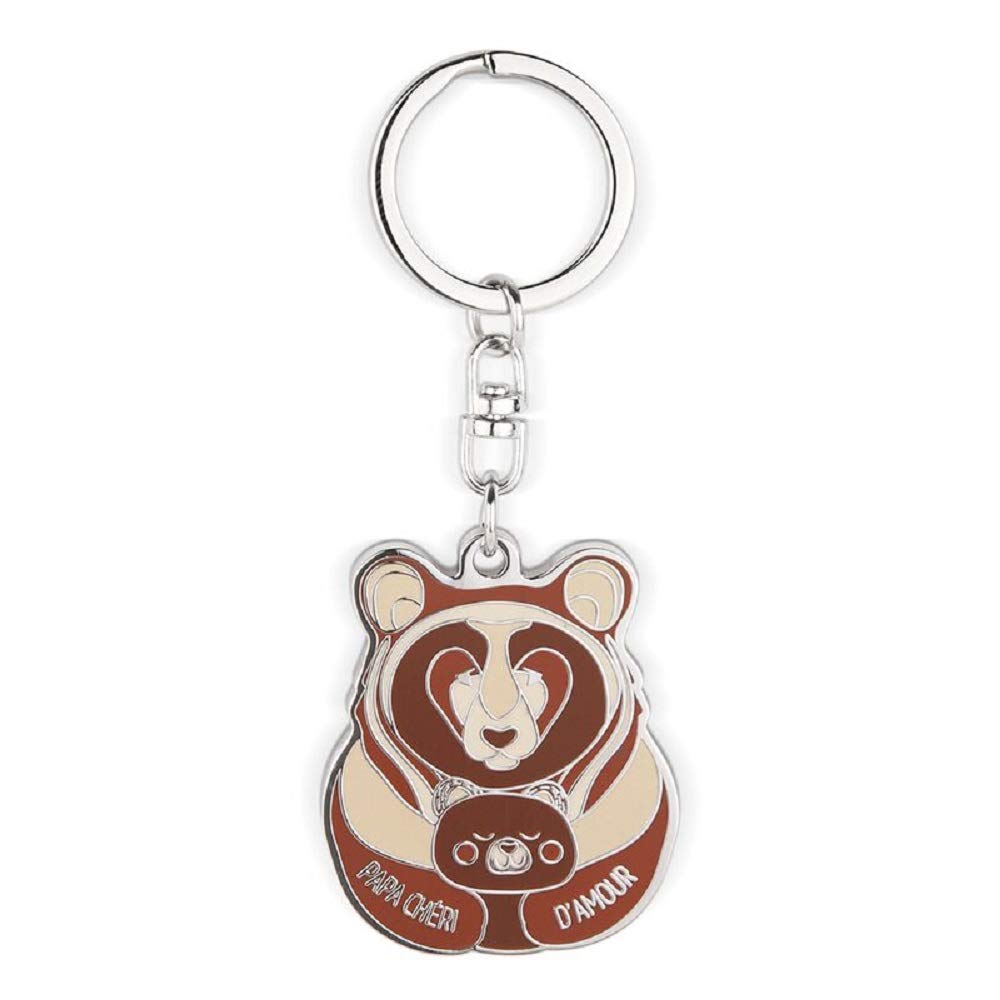 Label Tour Enamel Key Ring Mounted on Silver Metal – Dad Cherished Love – 3.4 x 4.2 cm