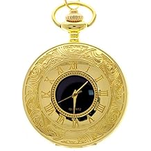 New Brand Mall Classic Vintage Double Display Roman Numerals Design Case for Quartz Pocket Watch With Chain
