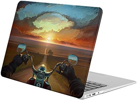 KoolMac [ Full Body Hard Case ] [ Apple Old Macbook Pro 13" with Retina Display / NO CD-ROM (Model: A1502 / A1425) ] - Artistic Psychedelic Motorcycle Bike Sunset Road Landscape