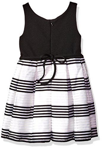 Youngland Little Girls' Organza Stripe Special Occasion Dress, Black/White, 5