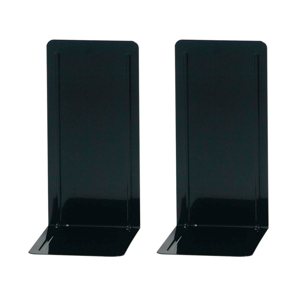 Wedo 1021200 Book Ends – Metal Design with Reinforced Grooved 14 x 12 x 24 cm (2 units per pack) black