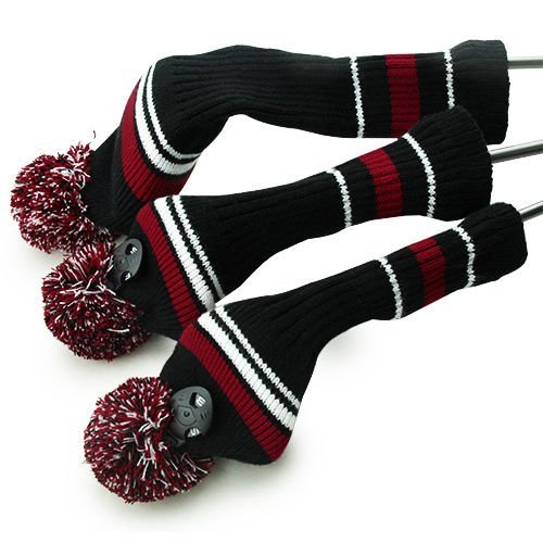 3x Golf Club Knitted Headcover Head Covers for Titleist Taylormade 1# 3# 5#black