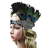 Peacock Feather Fascinator Headband Sequin Party Headwear for Women