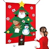 PartyTalk Felt Christmas Tree Snowball Toss Game for Kids, Christmas Games for Adults and Kids Party Decorations, Christmas Kids Gifts with 3 Snowballs