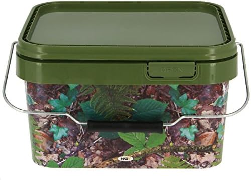 NGT Unisex Square Camo Bucket With Metal Handle, Green, 5 Litre