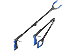 PTFJZ Fish Tank Accessories - 31" Aquarium Tweezers Grabber for Aquarium Landscaping Decoration Grab and Place Garbage Cleanup Foldable Gripper Multi-Function Mobility Aid Reaching Assist Tool(Blue)