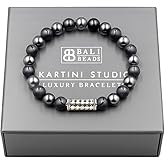 Kartini Studio Matte Black Onyx and Hematite Bracelet, Men's Sterling Silver Beads Bracelet, Quality Bead Jewelry for Man