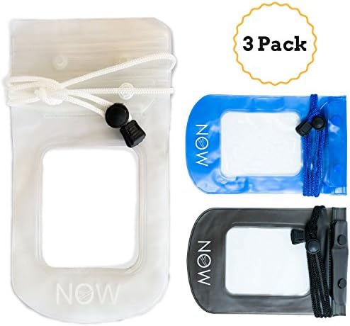 Waterproof Cell Phone Pouch (3 Pack) - Universal Dry Bag Case for iPhone, Wallet, Passport, Cash, Electronics, Jewelry (Black, Blue, White)