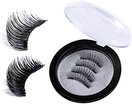 No Glue Magnetic False Eyelashes Premium Double Magnet Quality 3D Fiber Reusable Fake Eyelashes Extensions Set for Natural Look Cosmetics(1Pair, 4Pieces)