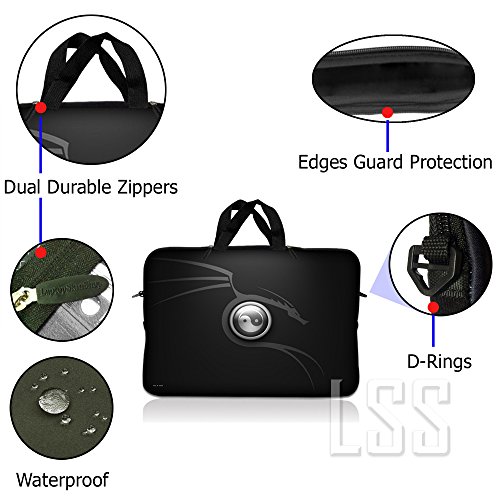LSS 10 10.2 inch Laptop Sleeve Bag Compatible with Acer, Asus, Dell, HP, Sony, MacBook & more | Carrying Case Pouch w/ Handle , Ying Yang Black