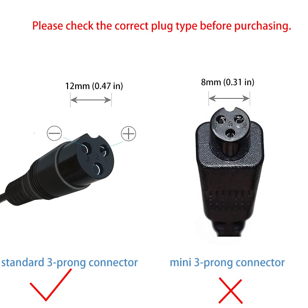 24V 1.5A Replace for Razor MX350 Dirt Bike charger, Electric Scooter Battery Charger Cord for Razor E100 E125 E150 E175 E200 E300, MX400 Dirt Rocket, Dirt Quad, Pocket Mod, Motorcycle, 3-Prong Adapter