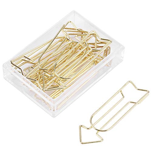 12Pcs Trombones en or Grands, Paper Clips, Trombones en Métal Flèche Clips école Fournitures de Bureau Organisation Personnelle