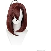 Tzncos Brown Wig for Momo Wig Cosplay Women Medium Length Brown Bob Hair Wig with Wig Cap for Halloween Costume Party