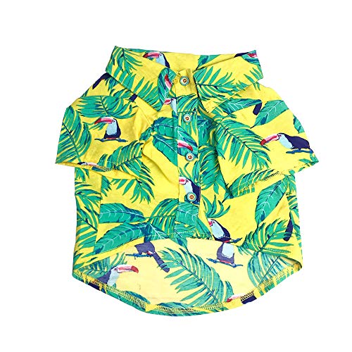 SUPOW Pet Hawaiian Breeze Camp Shirt, Dog Polo Sunscreen T Shirts, Sun Protection Lightweight Cute for Small to Medium Puppy Cool Summer Custom Vest - Thumbnail 7