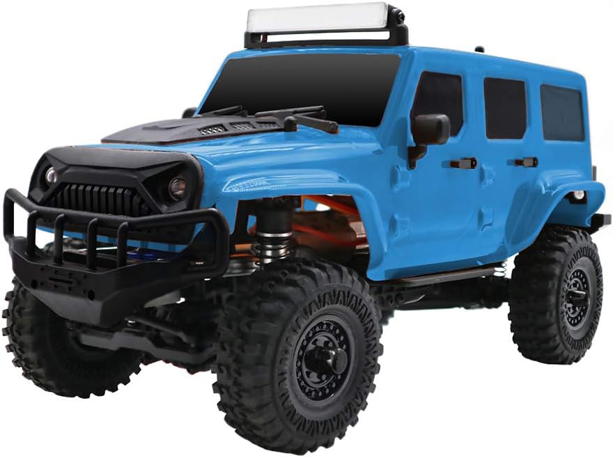 RCAWD 2.4GHz 1-18 Scale Radio Remote Controlled USB Rechargeable Electric Off-Road Hobby Crawler Car RTR 4WD 3-Speed 4 Weight Blocks(Blue)