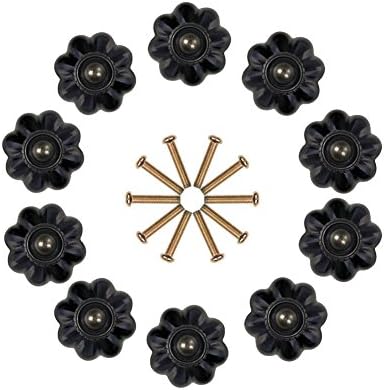 10 Pcs Black Cabinet Knobs 35mm Pumpkin Vintage Cupboard Drawer Kitchen Dresser Bathroom Knobs