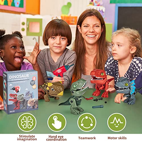 Minxuan Kids Dinosaur Toys for 3 4 5 6 7，4 Dinos Dinosaur Learning Toys